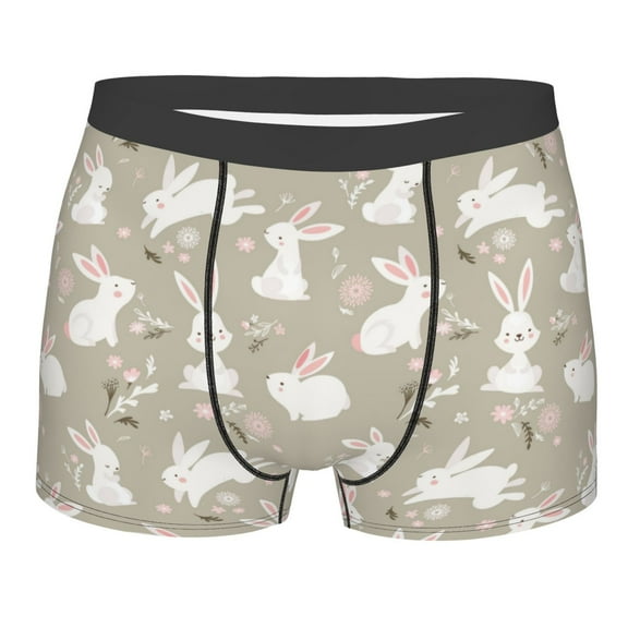 JUNZAN Rabbit And Flower Mens Underwear Boxer Briefs for Men’s - XX-Large