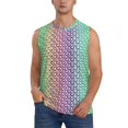 thumbnail image 1 of JUNZAN Rainbow Peacock Feathers Men's Sleeveless T Shirts,Sleeveless Muscle Shirts,Sizes S-3XL, 1 of 5