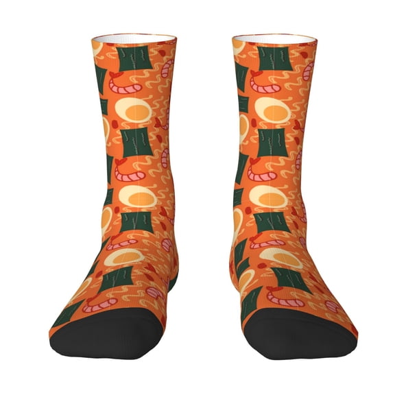 JUNZAN Ramen Noodle Soup Mens Funny Socks for Men Women Colorful Fun Novelty Crew Patterned Socks