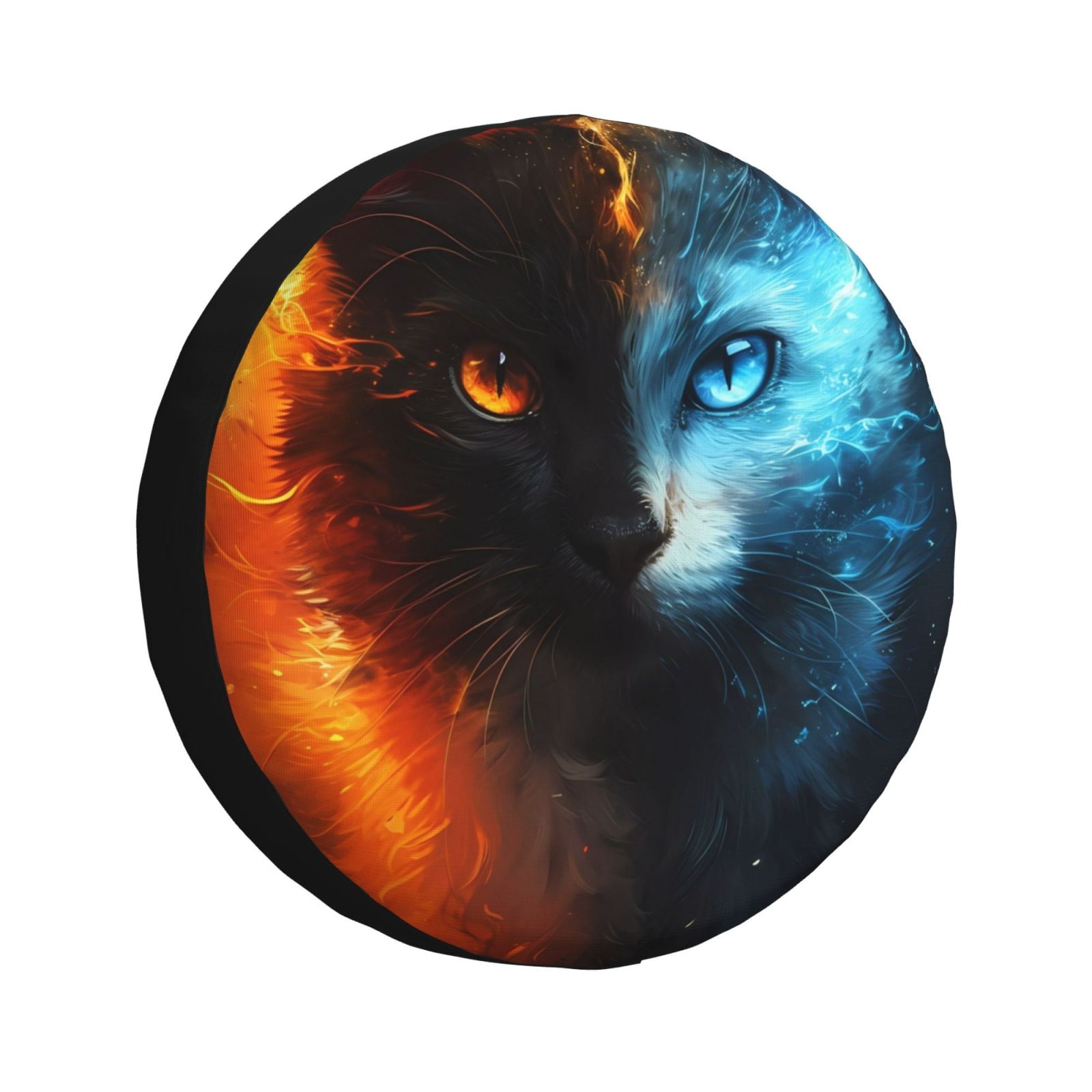 JUNZAN Red And Blue Fire Cat Tire Cover Wheel Protector for Truck SUV Trailer Camping Rv Tire