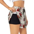 thumbnail image 1 of JUNZAN Rose Flowers Print Women's Athletic Gym Running Shorts with Phone Pockets - Workout Shorts-Large, 1 of 8