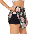thumbnail image 1 of JUNZAN Rose Flowers Print Women's Athletic Gym Running Shorts with Phone Pockets - Workout Shorts-Small, 1 of 8