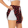 thumbnail image 1 of JUNZAN Sexy Red Lips Kiss Print Women's Athletic Gym Running Shorts with Phone Pockets - Workout Shorts-Small, 1 of 5