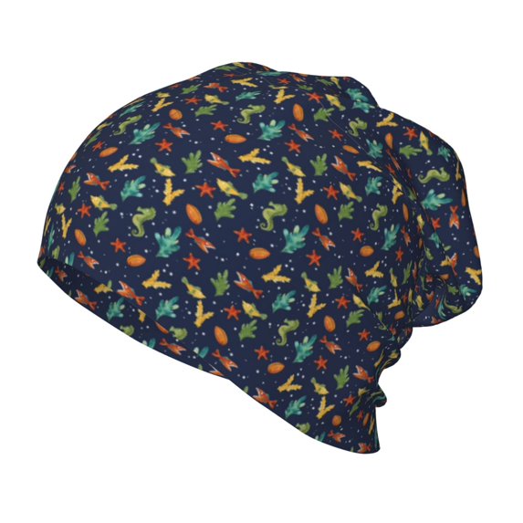 JUNZAN Shells and Seaweed Pattern Kid's Soft Beanie Hat Toddlers Winter Cute Cuff Baggy Hip-hop Hat Boys Girls Youth Knit