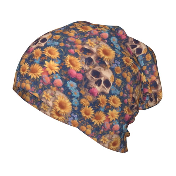 JUNZAN Skull daisy colorful Pattern Kid's Soft Beanie Hat Toddlers Winter Cute Cuff Baggy Hip-hop Hat Boys Girls Youth Knit