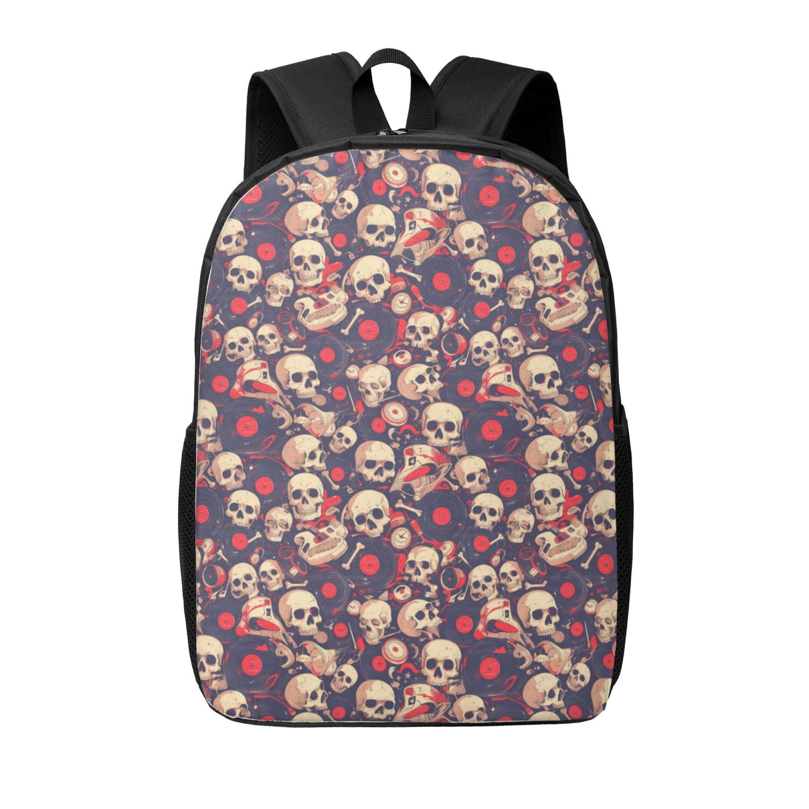 Music Pipe Backpack JUNZAN Skull rock music record Pattern Travel Laptop Backpack for Men ...