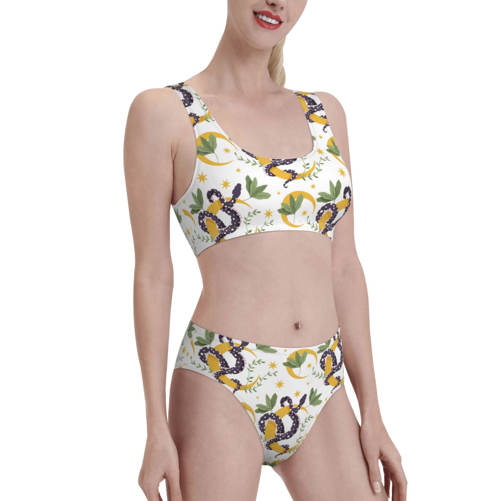 Rina Crystal Snake Printed Bikini Two Piece Set In Purple