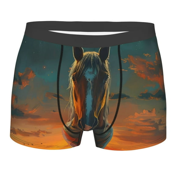 JUNZAN Sunset Prairie Meditating Horse Mens Underwear Boxer Briefs for Men’s - Medium