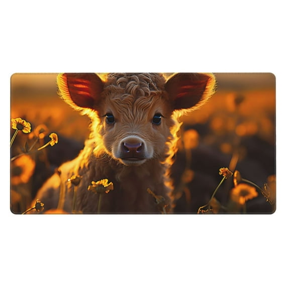 JUNZAN Sunset Sunflower Cow Extra Large Mouse Pad for Boys Girl Men Women Desktop Gaming,29.5" x 15.8" Extended Desk Mat