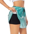thumbnail image 1 of JUNZAN Teal Turquoise 1 Print Women's Athletic Gym Running Shorts with Phone Pockets - Workout Shorts-Small, 1 of 5