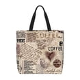 thumbnail image 1 of JUNZAN Tote Bags for Women Girls,Large Capacity Bag Reusable Grocery Shoulder Bag with Inner Pockets(Abstract Coffee Pattern With Letters), 1 of 9