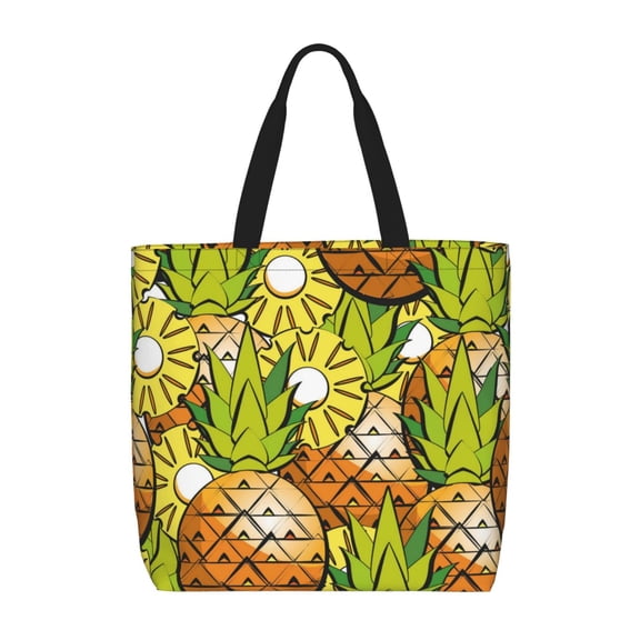 JUNZAN Tote Bags for Women Girls,Large Capacity Bag Reusable Grocery Shoulder Bag with Inner Pockets(Tropical Summer Fruit)