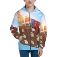 thumbnail image 1 of JUNZAN Trip to London Print Kids Zip Up Hoodies Long Sleeve for Boys or Girls Casual Oversized Jackets with Pocket Loose Tops- Medium, 1 of 6