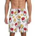 thumbnail image 1 of JUNZAN Tulips Flowers Pattern Sleep Pajama Shorts for Men,Men's Pajama Bottoms,Sleepwear,Pj Shorts, 1 of 7