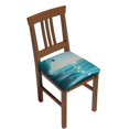 thumbnail image 1 of JUNZAN Turquoise Ocean Reflection Print Dining Chair Seat Covers, Stretch Fitted Dining Room Upholstered Chair Seat Cushion Cover, 1 of 8