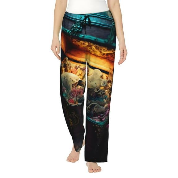JUNZAN Underwater Treasure Chest Women's Pajama Pants Drawstring Comfy Sleep Bottoms with Pockets