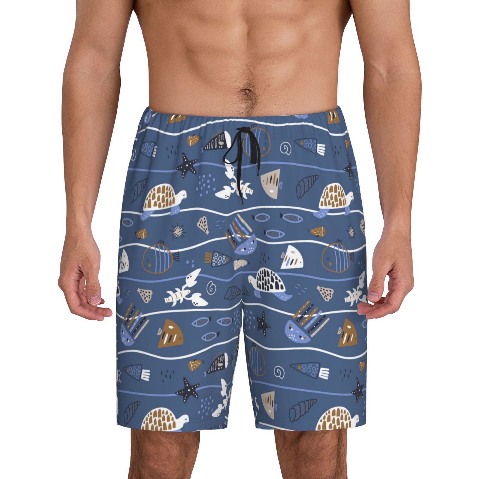 JUNZAN Underwater World Animals Pattern Sleep Pajama Shorts for Men,Men ...
