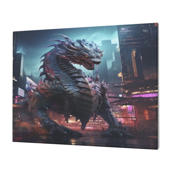 JUNZAN Urban Mechanical Dragon Pattern Canvas Wall Art Prints,Wall Art Decor Paintings Wall Decor for Living Room Decor Bedroom Home Bathroom Wall Decor, 12''16''