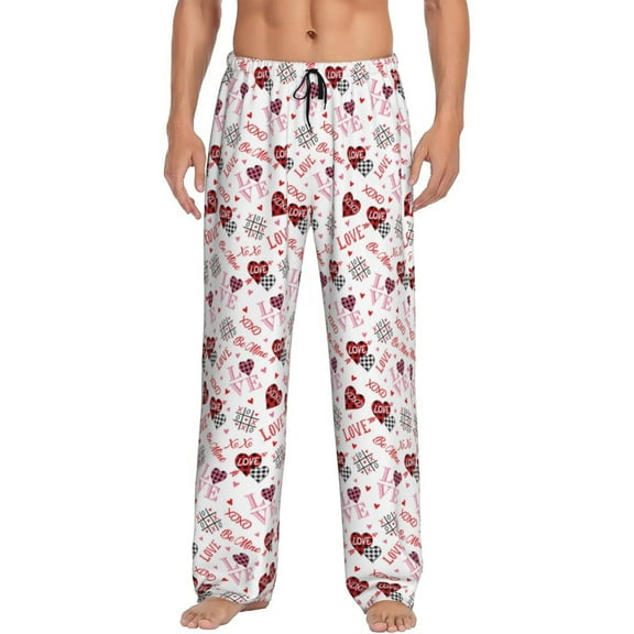 JUNZAN Valentine's Day Men's Pajama Pants Sleepwear Pants PJ Bottoms Drawstring and Pockets-Small