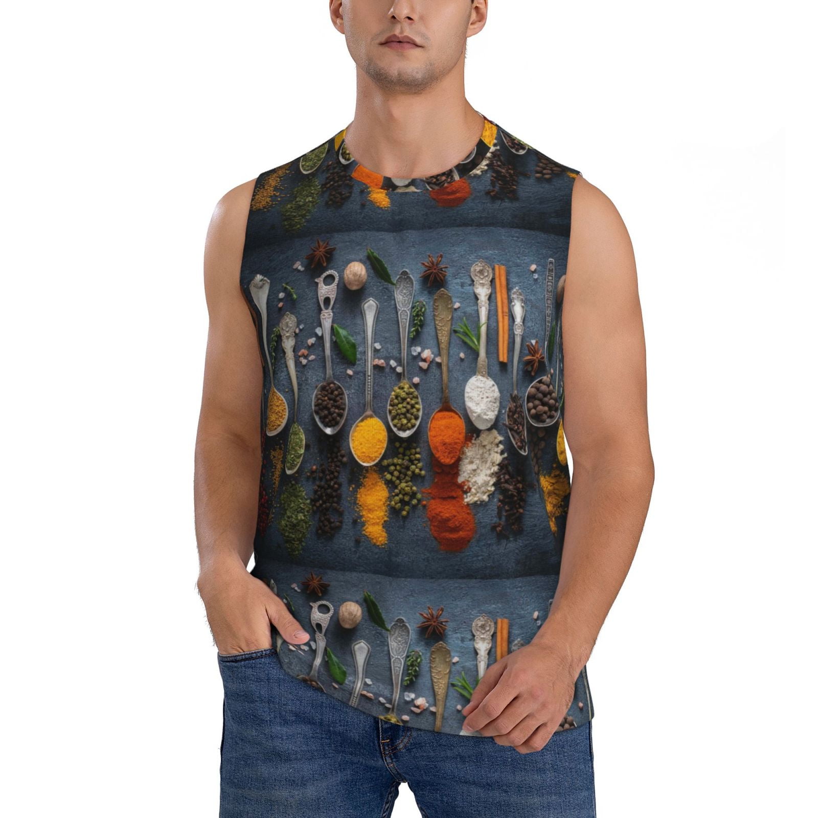 JUNZAN Various Herbs And Spices In Spoons Men's Sleeveless T Shirts ...