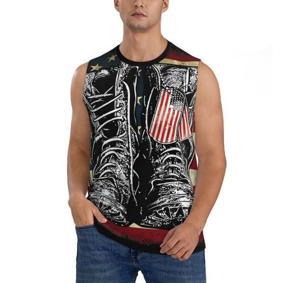 JUNZAN Veterans Day1 Men's Sleeveless T Shirts,Sleeveless Muscle Shirts,Sizes S-3XL