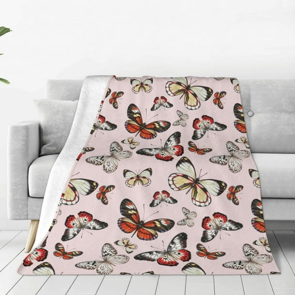 JUNZAN Vintage flowers Print Flannel Fleece Blanket Throw Blanket for Bed,Sofa,Couch,Travel,Camping-50"x40"
