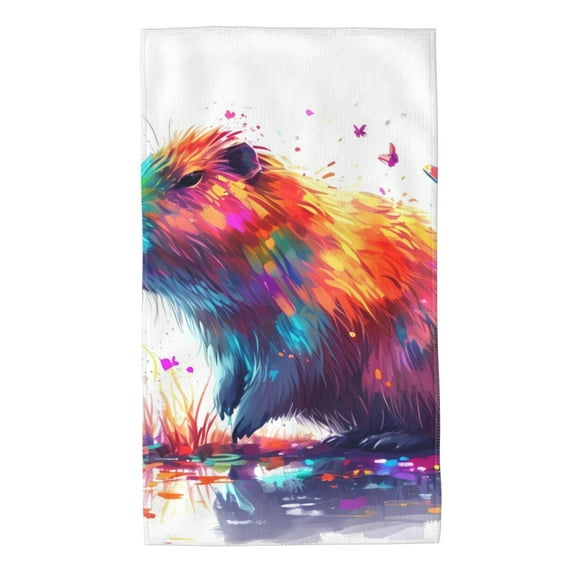 JUNZAN Watercolor Butterfly Guinea Pig Bathroom Towels Absorbent Compact Beach Towel Soft for Shower Swim Pool Beach Spa Gym Yoga Travel 27.5x16 in