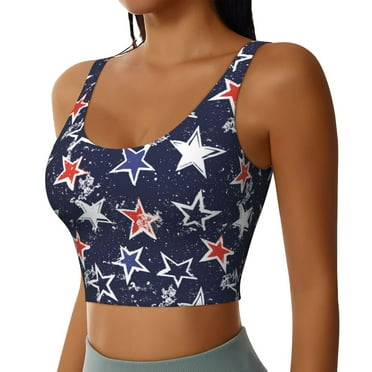 JUNZAN Watercolor Stars Print Women's Workout Tank Tops - U Back Fitness Top with Built-In Shelf Bra, Perfect for Yoga and Gym-XX-Large