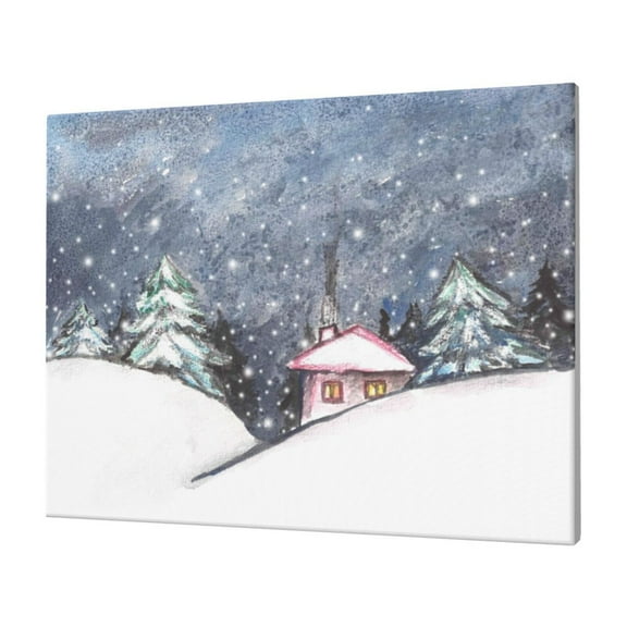 JUNZAN Watercolor Winter Landscape For Christmas Pattern Canvas Wall Art Prints,Wall Art Decor Paintings Wall Decor for Living Room Decor Bedroom Home Bathroom Wall Decor, 12''16''