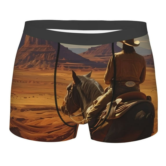 JUNZAN Western Desert Cowboy Cloud Mens Underwear Boxer Briefs for Men’s - Large