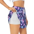 thumbnail image 1 of JUNZAN White Skull Flower Print Women's Athletic Gym Running Shorts with Phone Pockets - Workout Shorts-Large, 1 of 5