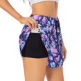 thumbnail image 1 of JUNZAN White Skull Flower Print Women's Athletic Gym Running Shorts with Phone Pockets - Workout Shorts-Small, 1 of 5