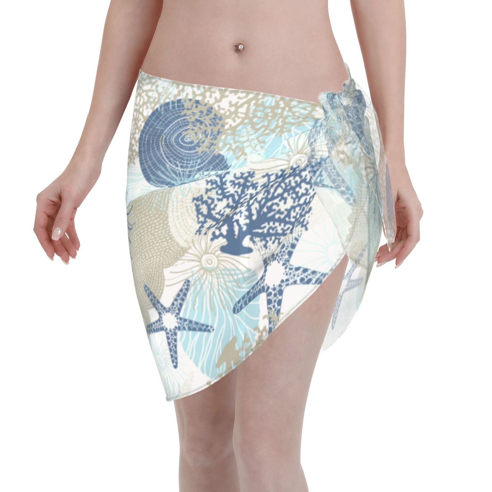 LA LEELA Women's Chiffon Short Beachwear Sarong Bikini Sheer Skirt Beach Wraps For Swimwear Cover Up Scarf Wrap One Size Plain Red