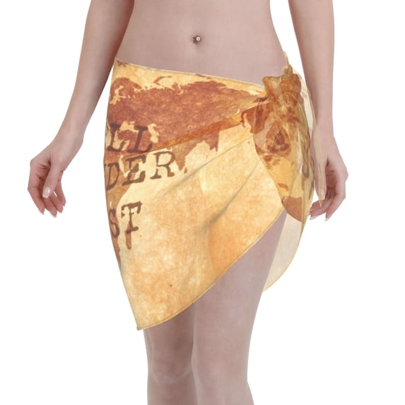 JUNZAN Women Chiffon Short Sarongs Cover Ups Beach Swimsuit Wrap Skirt,Not All Those Who Wander Are Lost2