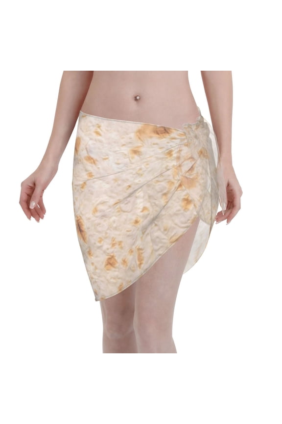 Women Chiffon Short Sarongs Cover Ups Beach Swimsuit Wrap Skirt,Tortilla