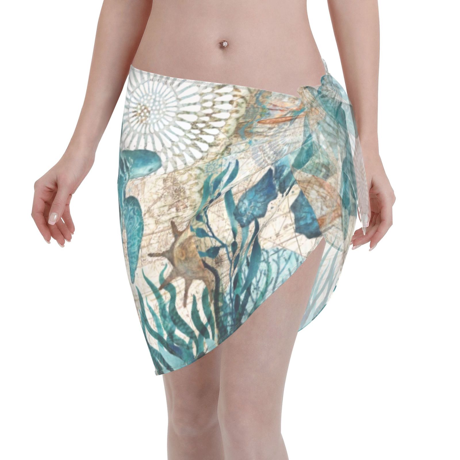 La Fleva Women's Summer Sarong Beach Wrap - Hibiscus Floral, Rayon, 66x22 Inches, Swim Cover Up