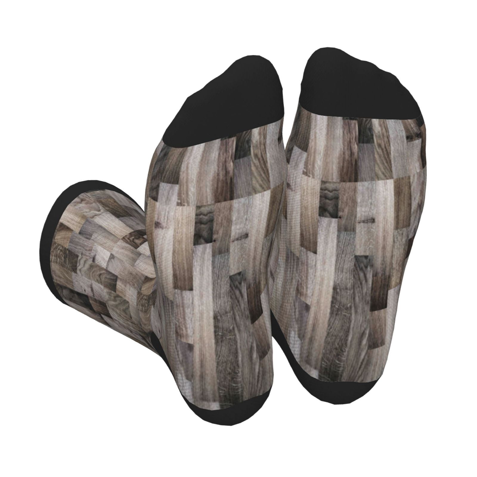 JUNZAN Wooden Texture Design Fun Novelty Knee Warmer High Socks ...