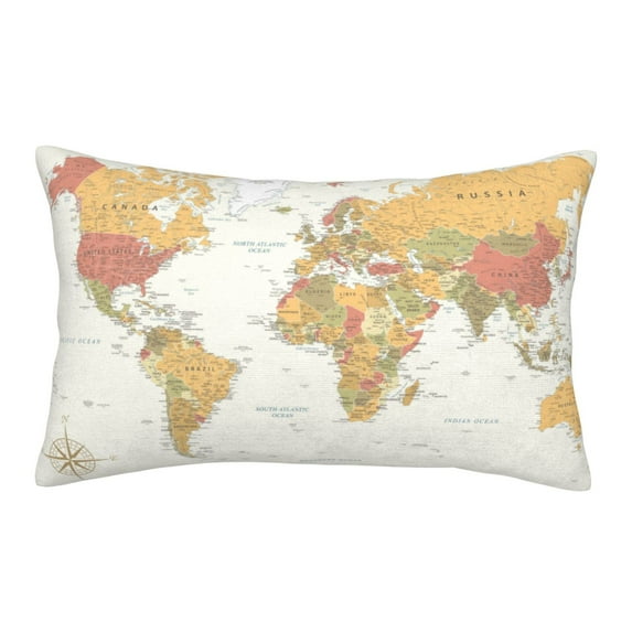 JUNZAN World Map 1 Pillow Cases Standard Size, with Envelope Closure Bed Pillow Cases(without pillow core),16"x24" inches