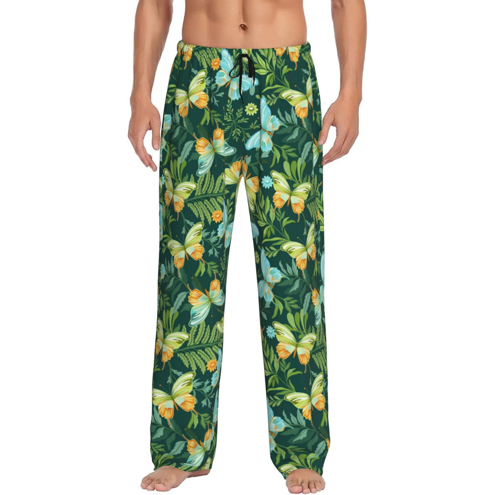 Colorful Butterflies Men's Pajama Pants – Soft Lounge Pants With Drawstring & Pockets For Sleeping, Relaxing