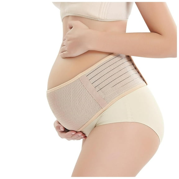 JUNZHIDAO Belly Bands for Pregnant Women, Breathable Pregnancy Belly Support Belt with Adjustable Straps, Back Support, Pelvic Support Belt for Pregnancy (Beige, X-Large)