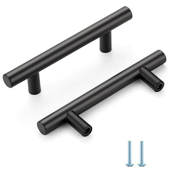 JUNZHIDAO Black Cabinet Handles Hole Spacing Stainless Steel Drawer Pulls for Cabinets, Dresser, Bathroom 20 Pack