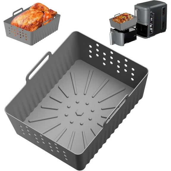 JUNZHIDAO Kitchen Air Fryer Silicone Liners for Ninja SL401 Double Stack XL 2-Basket Air Fryer (1pcs, Grey B)