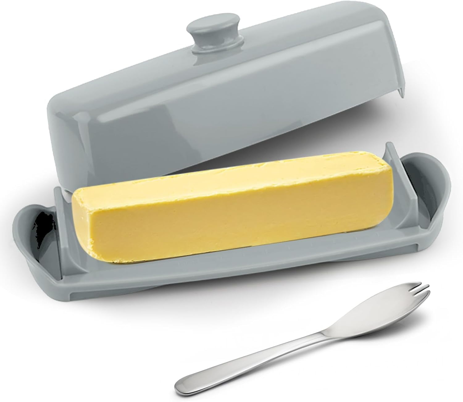 JUNZHIDAO Kitchen Butter Dish with Lid and Knife Transparent Butter