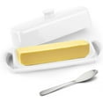 JUNZHIDAO Kitchen Butter Dish with Lid and Knife Transparent Butter