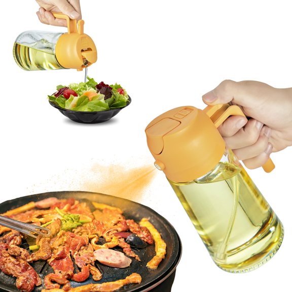 JUNZHIDAO Kitchen Maiden 2 in 1 Oil Dispenser, Convenient Oil Sprayer (Gold)