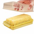thumbnail image 1 of JUNZHIDAO Rectangular Butter Dish with Lid, Cheese Slice Storage Container Storage Box, with Knife Fork Side Compartment(Yellow), 1 of 7