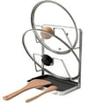 thumbnail image 1 of JUNZHIDAO Stainless Steel Pot Lid Holder While Cooking, Kitchen Spoon Rest with Lid Holder for stove top, Multifunctional Kitchen Pot Lid Organizer for Countertop（Silver）, 1 of 6