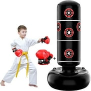 JUOIFIP Inflatable Punching Bag for Kids - 66" Larger Stable Kid Boxing Bag with Handles, Punching Bag with Boxing Gloves, Gifts for Boys & Girls Age 5-12 for Practicing Karate, Taekwondo, MMA