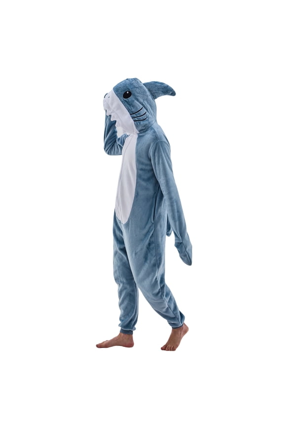 Unisex Adult Onesie Pajamas Shark Animal One Piece Snug Fit Sleepwear Homewear(Shark,Small)