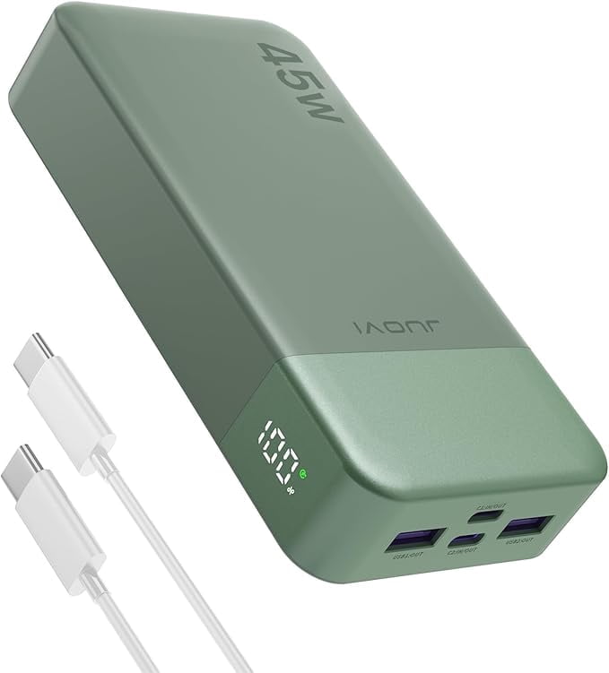 JUOVI Power Bank 20000mah 45W PD Charging Portable External Battery Backup For Laptop（Green）